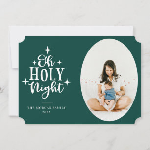 Oh Holy Night Green Photo Holiday Card
