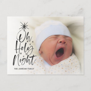 Oh Holy Night   Holiday Birth Announcement Photo Postcard
