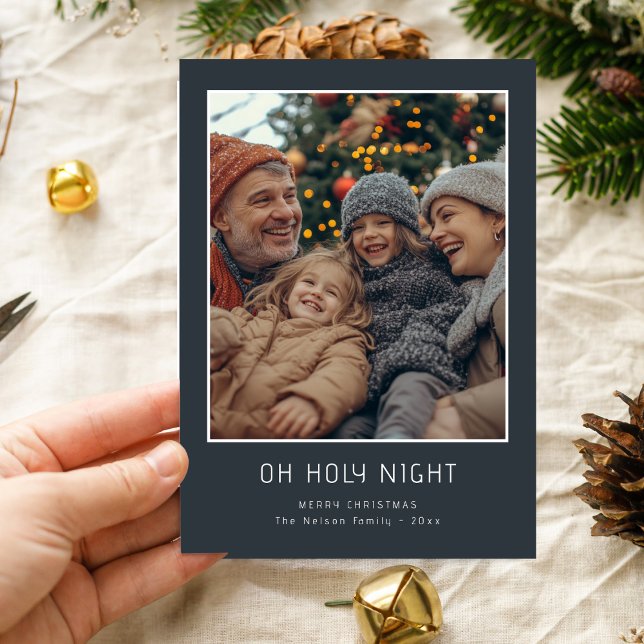 Oh Holy Night Joyful Christian Family Photo Holiday Card (Creator Uploaded)