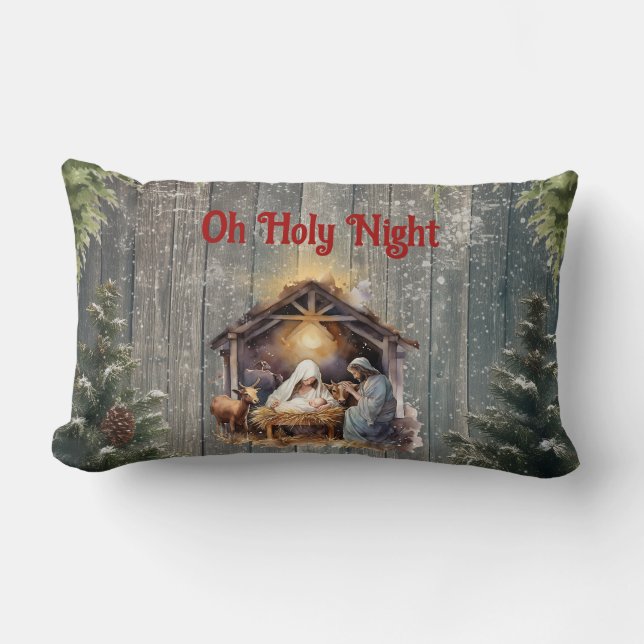 Oh Holy Night Lumbar Pillow (Front)