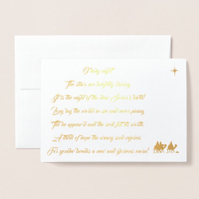 Oh Holy Night Lyrics Foil Christmas Card (Front With Envelope)