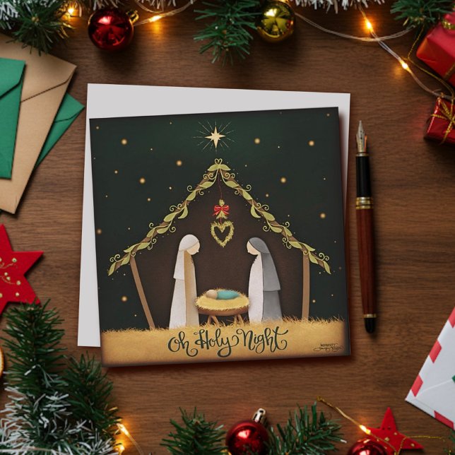 Oh Holy Night Manger Christmas Inspirivity  Holiday Card (Creator Uploaded)