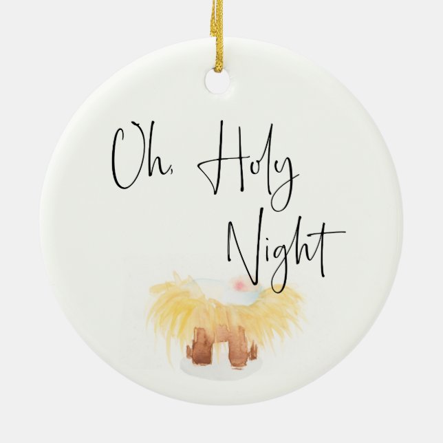 Oh Holy Night Manger Scene Christmas Ornament (Back)