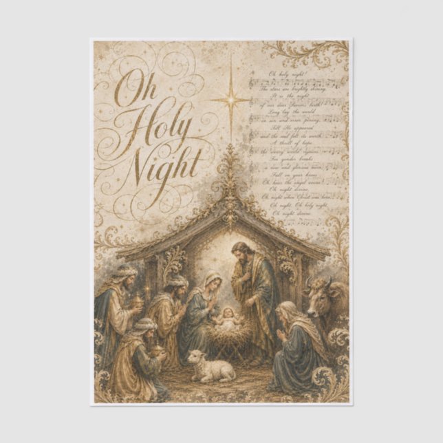 Oh Holy Night Nativity Decoupage Paper (Front)