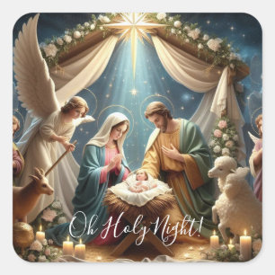 Oh Holy Night! Nativity Square Sticker