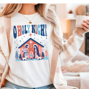 Oh Holy Night Religious Christmas Nativity Scene Tri-Blend Shirt