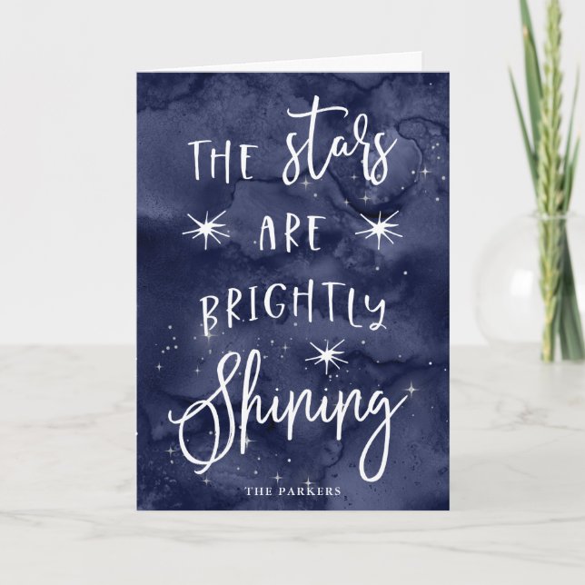 Oh Holy Night | Stars at Christmas Holiday Card (Front)