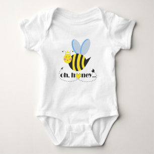 Oh Honey Valentines queen Bee character with tiara Baby Bodysuit
