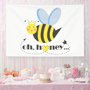 Oh Honey Valentines queen Bee character with tiara Banner