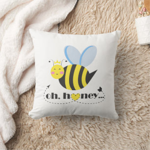 Oh Honey Valentines queen Bee character with tiara Cushion