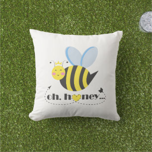 Oh Honey Valentines queen Bee character with tiara Cushion