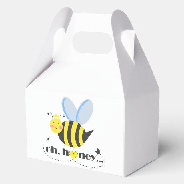 Oh Honey Valentines queen Bee character with tiara Favour Box (Front)