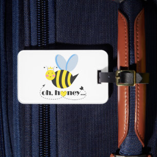 Oh Honey Valentines queen Bee character with tiara Luggage Tag