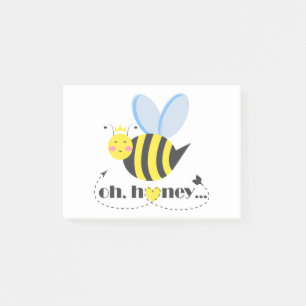 Oh Honey Valentines queen Bee character with tiara Post-it Notes