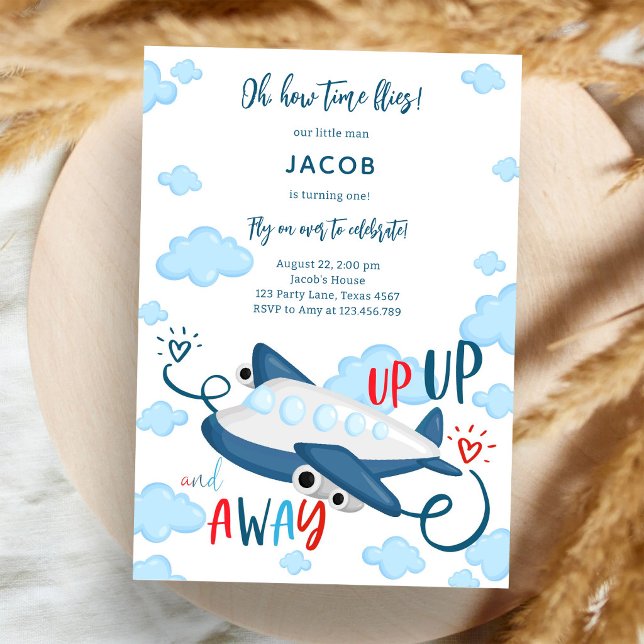 Oh How Time Flies Pilot Aeroplane Birthday  Invitation (Creator Uploaded)