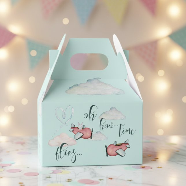 Oh how time flies retro plane boy birthday favour box (Creator Uploaded)