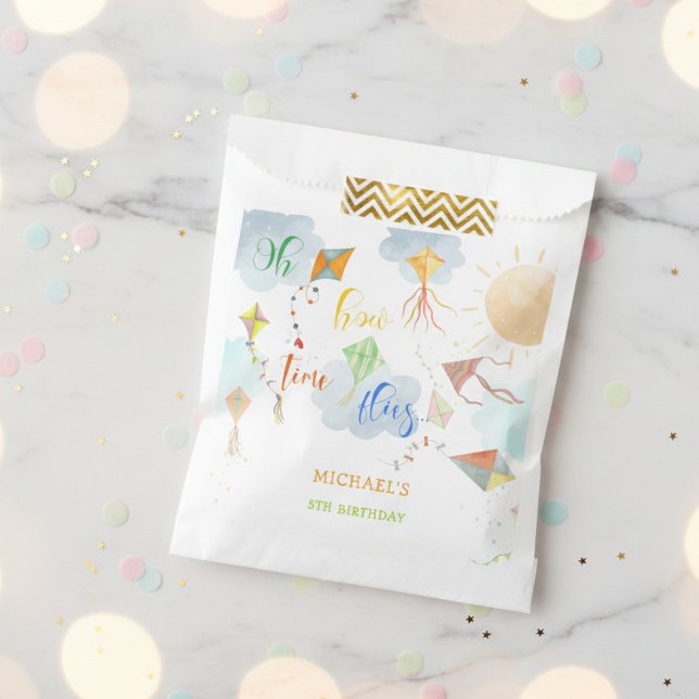 Oh how time flies watercolor kite birthday favour bags (Creator Uploaded)