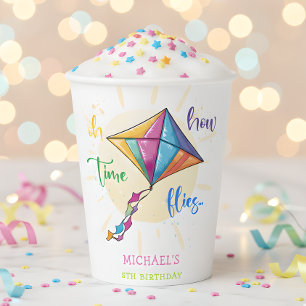 Oh how time flies watercolor kite birthday paper cups