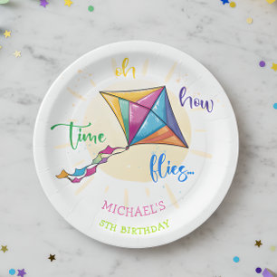 Oh how time flies watercolor kite birthday paper plate