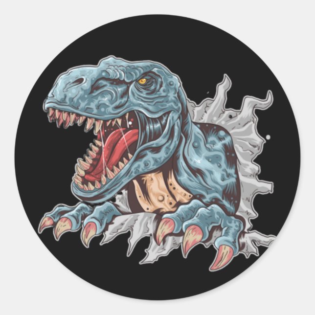Oh it’s a dinosaur classic round sticker (Front)