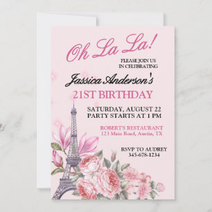 Oh La La Any Age Paris Theme Birthday Invitation