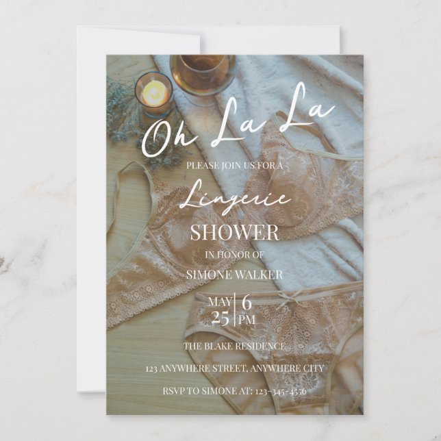 Oh La La Boho Lingerie Bridal Shower Invitation (Front)
