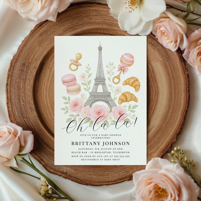 Oh La La Chic Floral Parisian Baby Shower Invitation (Creator Uploaded)