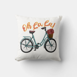 Oh La La French Bicycle Funny French Sayings Cushion