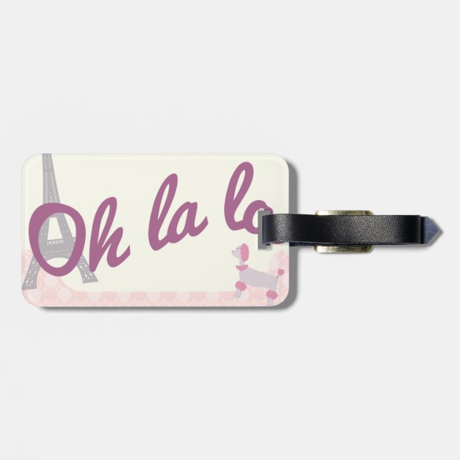 Oh La La French Poodle Luggage Tag (Back Horizontal)