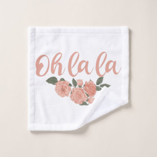 Oh La La - French Sayings Floral Wash Cloth