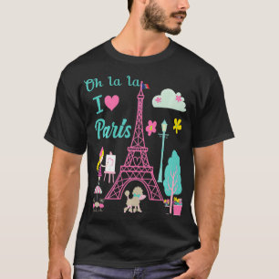 Oh la la I love Paris Eiffel tower French Traditio T-Shirt