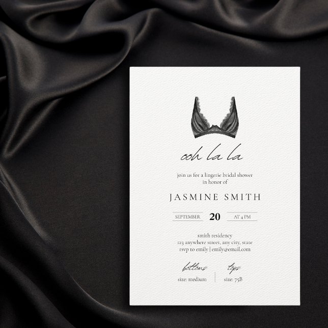 Oh la la Lingerie Bridal Shower Minimalist Modern Invitation (Creator Uploaded)
