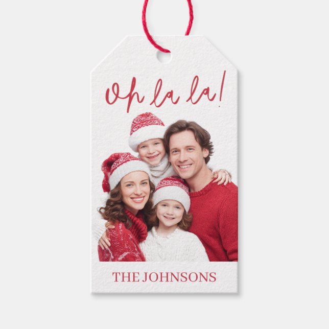 Oh La La Personalized Family Photo Gift Tag (Front)