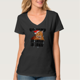 Oh Lawd He Comin' Chonk Christmas Cat Meme Funny F T-Shirt