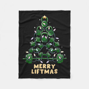Oh Liftmas Tree Kettlebell Gym Ugly Christmas  Fleece Blanket