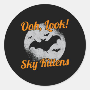 Oh Look Sky Kittens Bat Halloween Bats  Classic Round Sticker