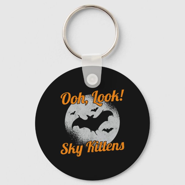 Oh Look Sky Kittens Bat Halloween Bats  Key Ring (Front)
