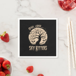 Oh Look Sky Kittens Halloween Funny Bats Lover Napkin