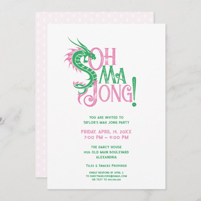 Oh Mah Jong! | Mah-Jongg Invitation (Front/Back)