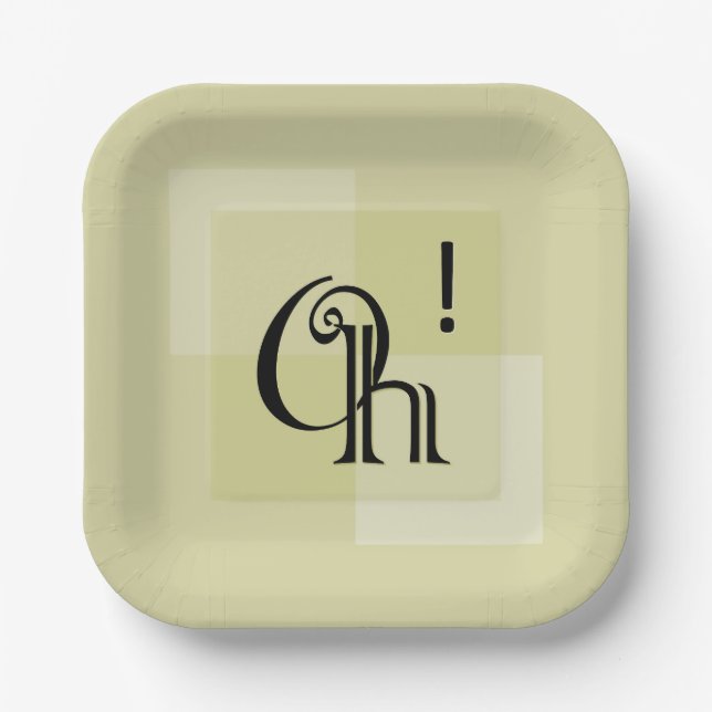 Oh! Modern Expressive Typography Square Paper Plate (Front)