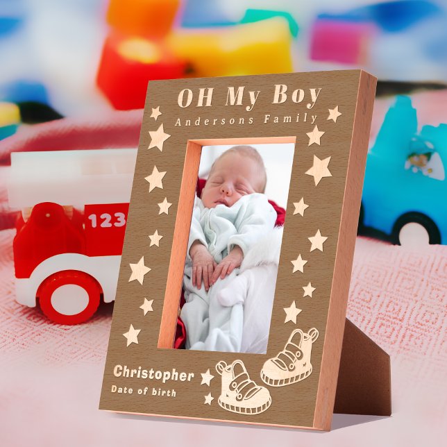 Oh My Boy Baby  Etched Frames (Oh My Boy Wood Etched Personalized Frame.)
