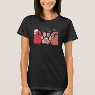 Oh My Dog Merry Christmas Santa Paws Retro Groovy T-Shirt