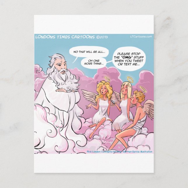 Oh My God (OMG) Angels Text Funny Postcard (Front)