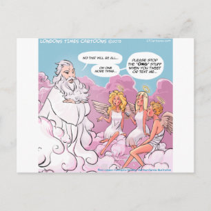 Oh My God (OMG) Angels Text Funny Postcard