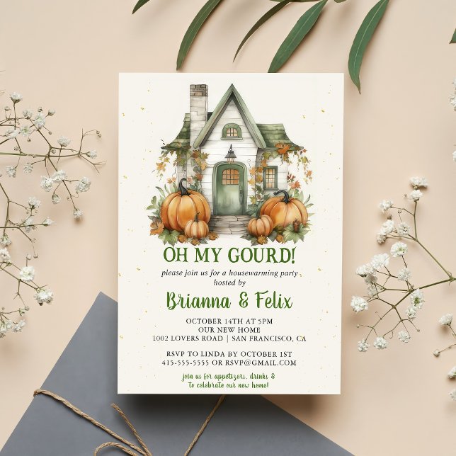 Oh My Gourd! Housewarming Halloween Party Invitation (Creator Uploaded)