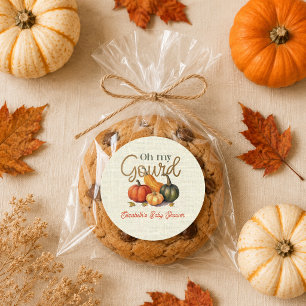 Oh My Gourd Little Pumpkin Baby Shower Classic Round Sticker