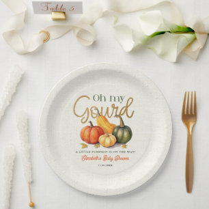 Oh My Gourd Little Pumpkin Baby Shower Paper Plate