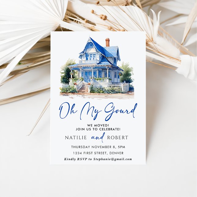 Oh My Gourd Sweet Blue Home Housewarming Party Invitation (Creator Uploaded)