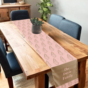 Oh My Gourds Pink Thanksgiving Dinner Family Short Table Runner