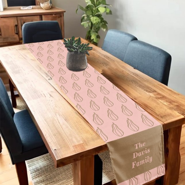 Oh My Gourds Pink Thanksgiving Dinner Family Short Table Runner (Creator Uploaded)